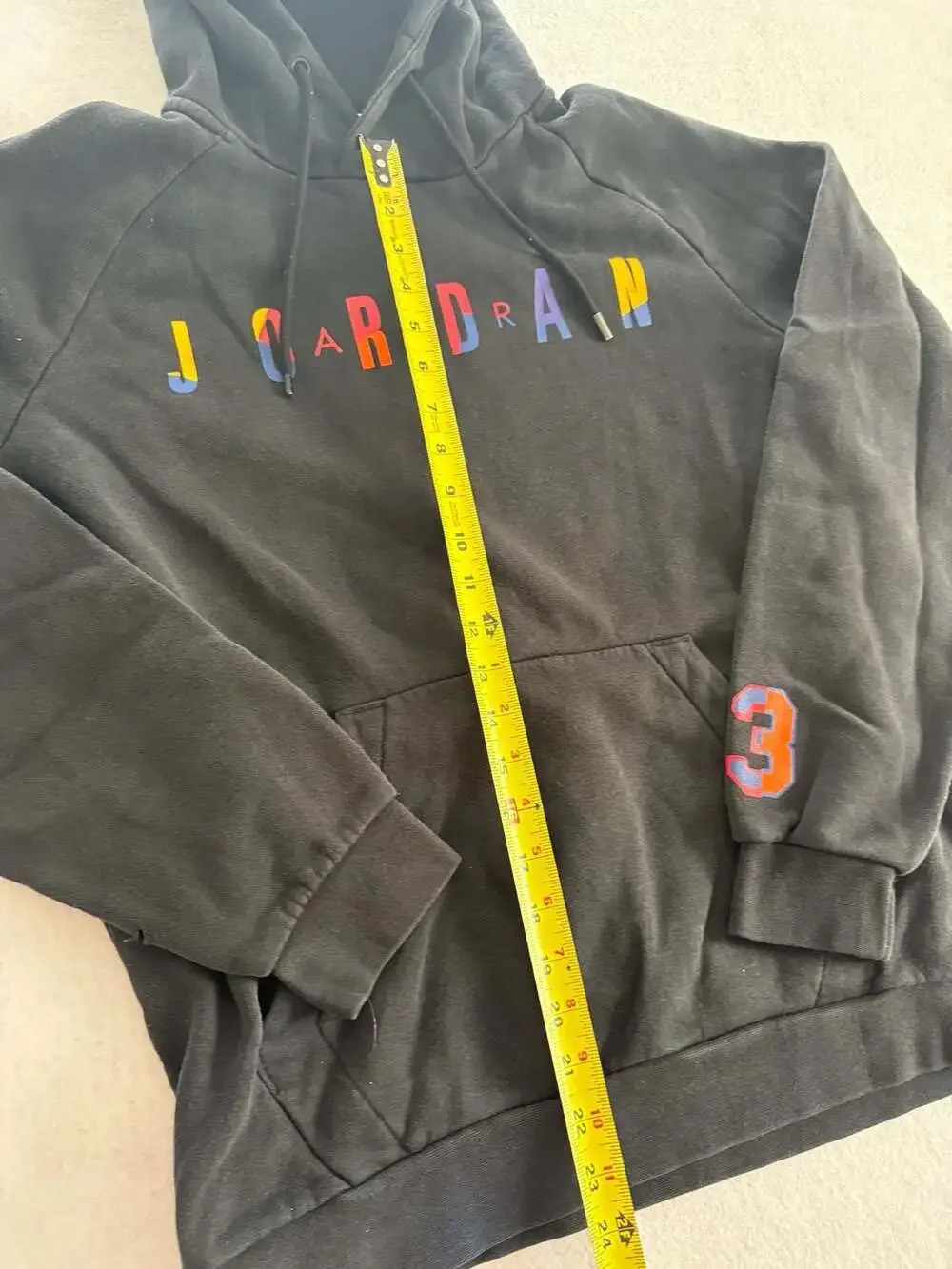 Air Jordan Multicolor Logo Pullover Hoodie Men’s Size M Black Fleece Sweatshirt